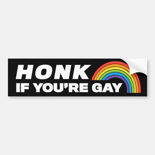 Honk om du är Gay LGBTQ Bildekal (Framsidan)