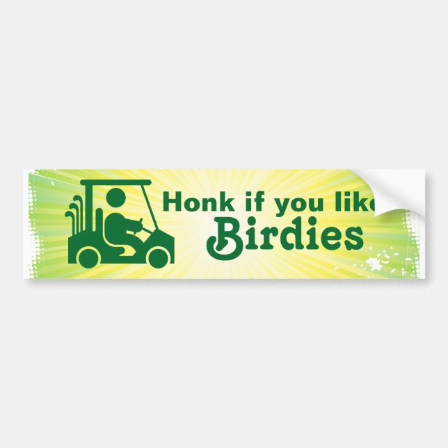 Honk om du gillar Birdies Golf Bumper Sticker Bildekal (Framsidan)