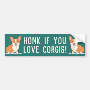 Honk om du Kärlek Corgis Cute Grönt Bildekal