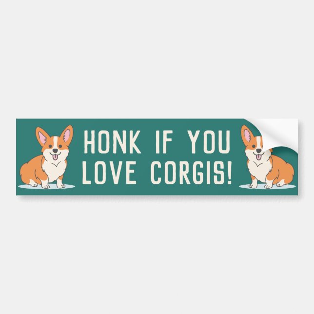 Honk om du Kärlek Corgis Cute Grönt Bildekal (Framsidan)