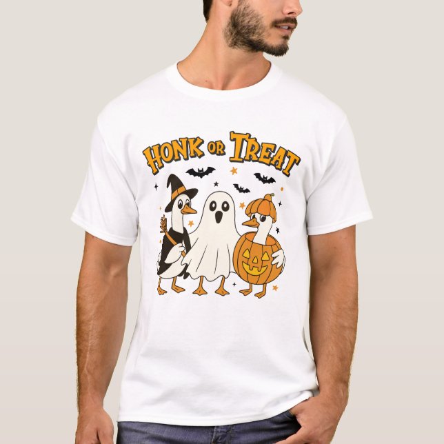 Honk or Treat Halloween Goose T Shirt (Framsida)