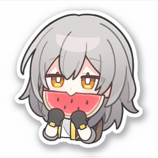 Honkai Star Rail Chibi Stelle Watermelon Sticker Klistermärken (Framsida)