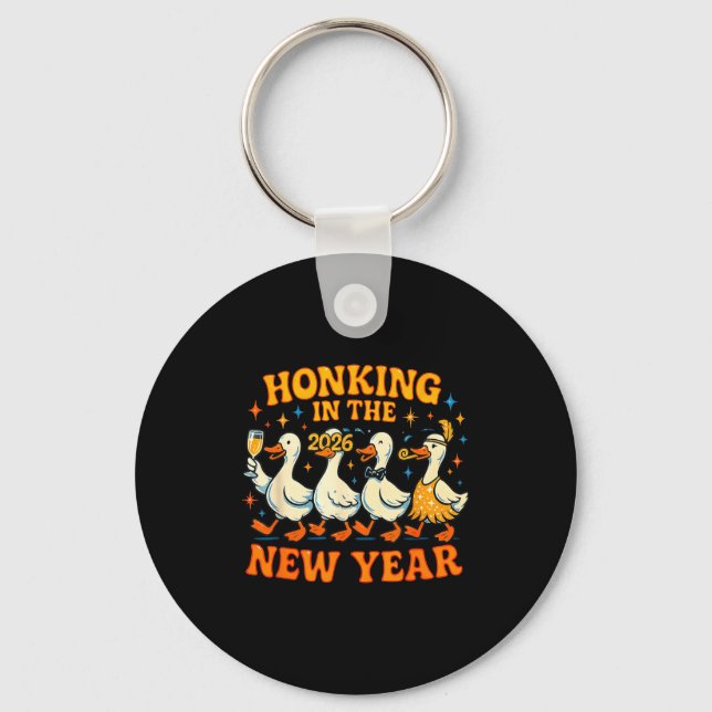 Honking In The New Year 2026 Funny Duck Gift  Nyckelring (Framsida)