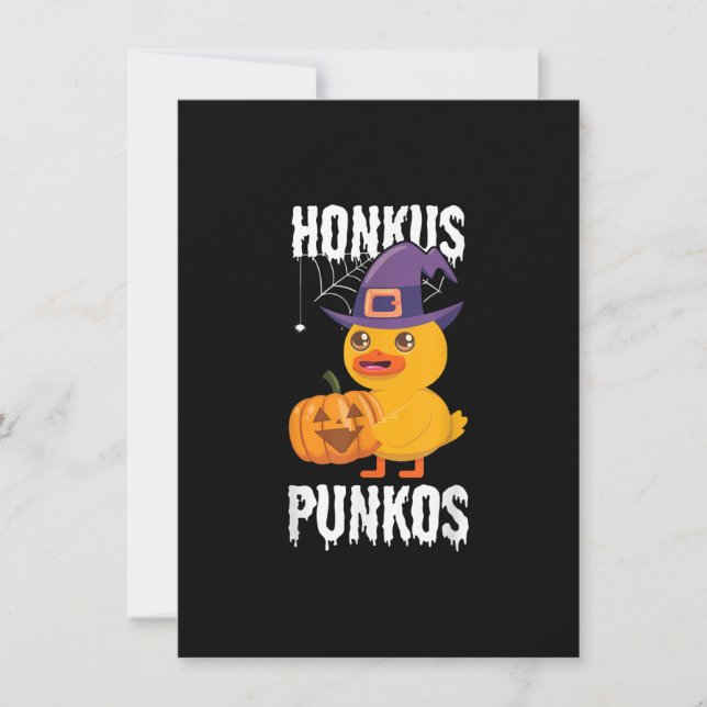 Honkus Ponkus Funny Anka Halloween Witch-design Inbjudningar (Framsida)