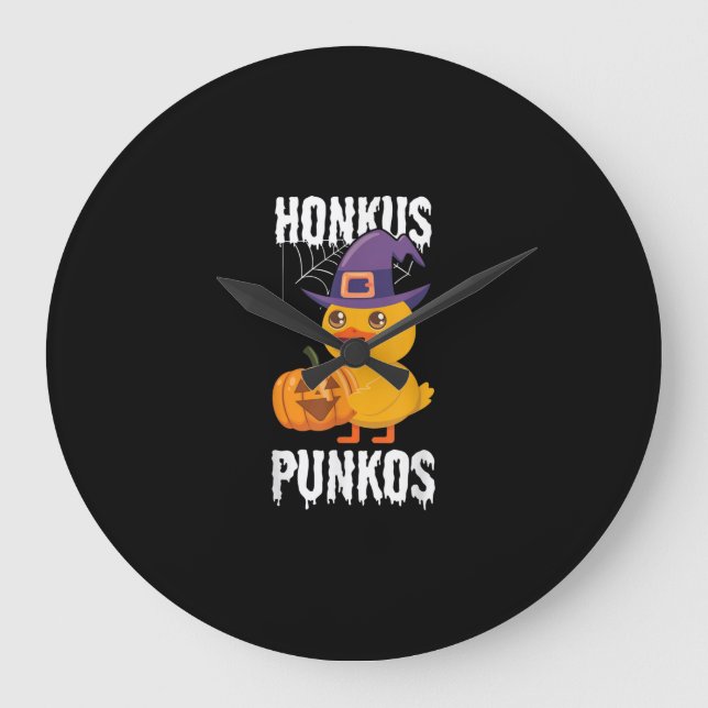 Honkus Ponkus Funny Anka Halloween Witch-design Stor Klocka (Framsida)