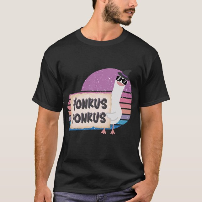 Honkus Ponkus Funny Goose T Shirt (Framsida)