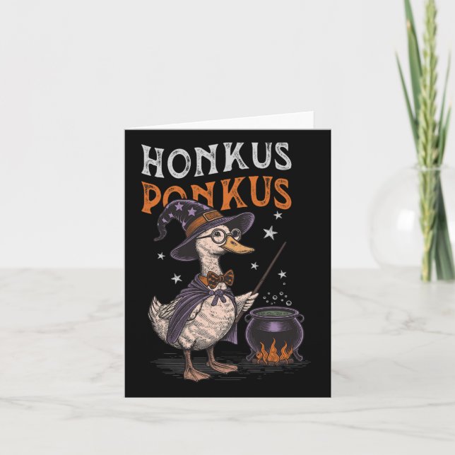 Honkus Ponkus Funny Halloween Witch Goose Anka Lov Kort (Framsida)