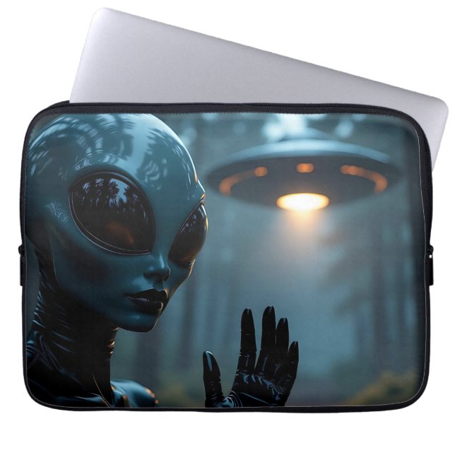Honlig Alien Extraterrestrial and UFO Laptop Fodral (Framsidan)