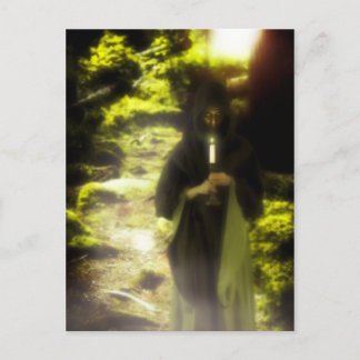 Honlig druid i skogen vykort