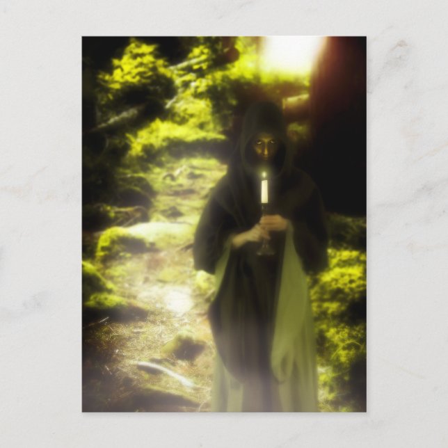 Honlig druid i skogen vykort (Framsida)