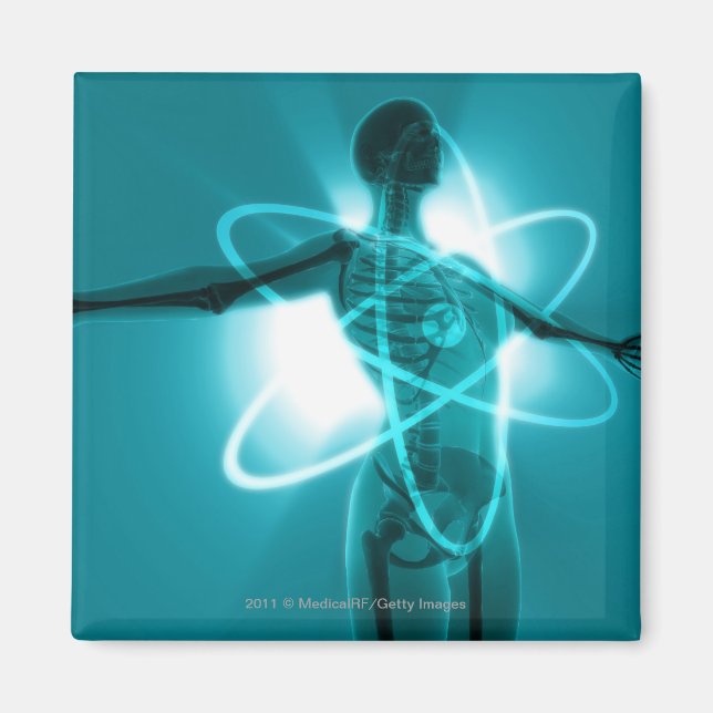Honlig figur med övertäckning av en atomsymbol magnet (Framsidan)