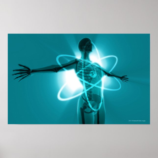 Honlig figur med övertäckning av en atomsymbol poster (Framsidan)