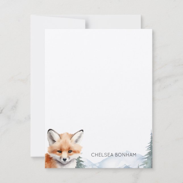 Honlig rödräv Unge i skogsvaktfärgen Skogsvattenfä Anteckningskort (Framsida)