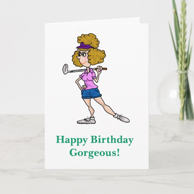Honlig Tecknad Golfer Funny Birthday Card Kort (Framsida)