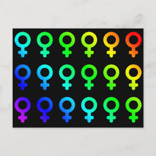 Honliga symboler för Gender visar färgstarkt regnb Vykort