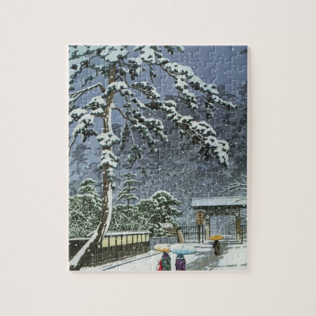 Honmonji tempel i snö - Kawase Hasui 川瀬巴水 Pussel (Vertikal)