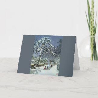 Honmonji Temple i Snö - Kawase Hasui 川 瀬 巴 水 Helgkort