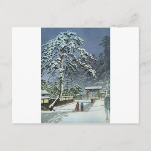 Honmonji Temple i Snö - Kawase Hasui 川 瀬 巴 水 Vykort