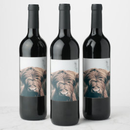 Hönolja porträtt vinflaska etikett