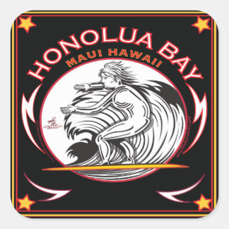 HONOLUA BAY MAUI HAWAII SURFING FYRKANTIGT KLISTERMÄRKE