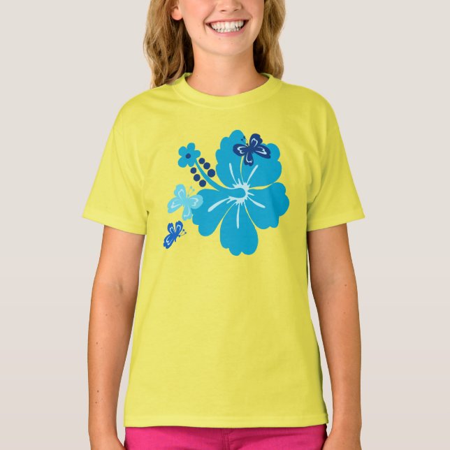 Honolua Butterfly och Hawaiian Hibiscus T Shirt (Framsida)
