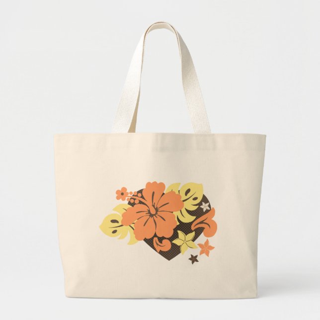 Honolua Hibiscus Tropical Beach Bags Jumbo Tygkasse (Framsidan)