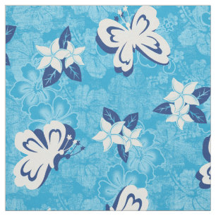 Honolua Plumeria Butterfly och Hawaiian Hibiscus Tyg