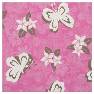 Honolua Plumeria Butterfly och Hawaiian Hibiscus Tyg