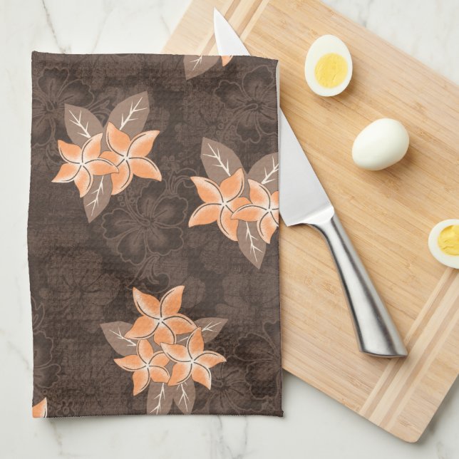 Honolua Plumeria Hawaiian Tropical Print Kökshandduk (Vikt i Fjärdedel)