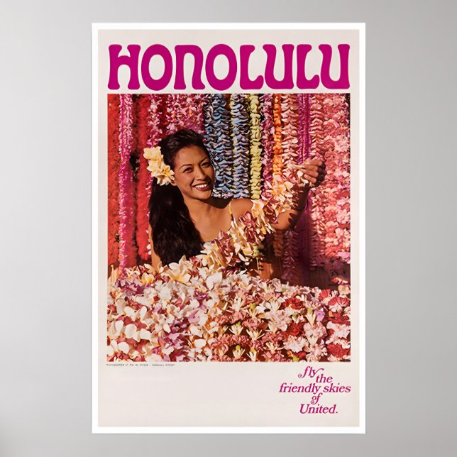 Honolulu Affisch Hawaii Resa Konst Hawaiianskt Try (Framsidan)