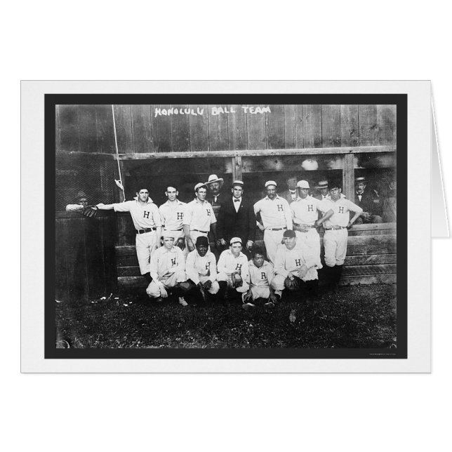 Honolulu Baseball Team 1910 Hälsningskort (Framsidan Horizontal)