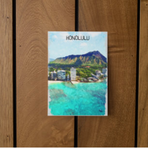 Honolulu Beach Hawaii Vintage resor View Vykort