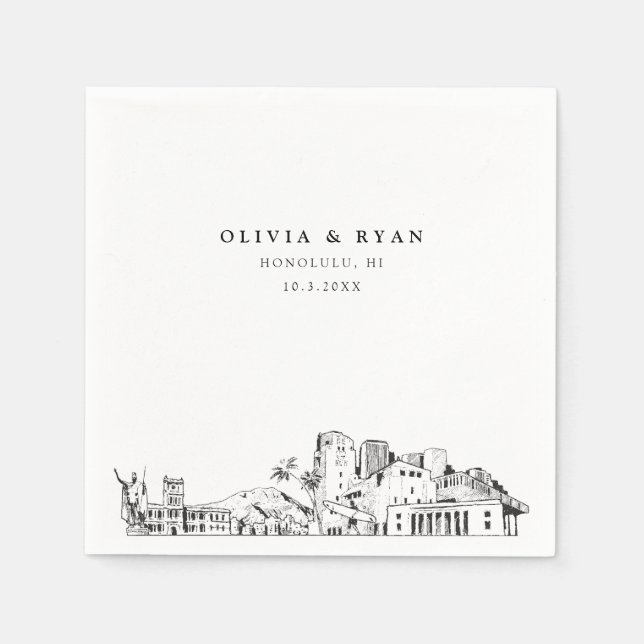 Honolulu Bröllop minimalist Papper Pappersservett (Framsidan)