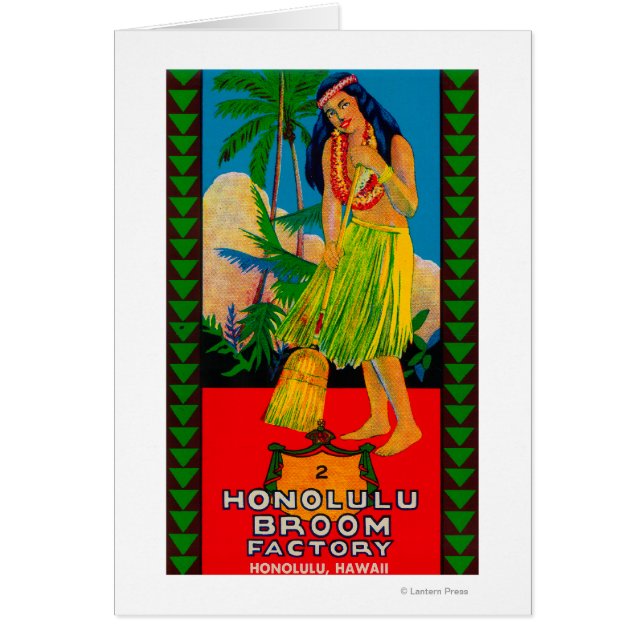 Honolulu Broom Handle LabelHonolulu, HI Hälsningskort (Framsidan)