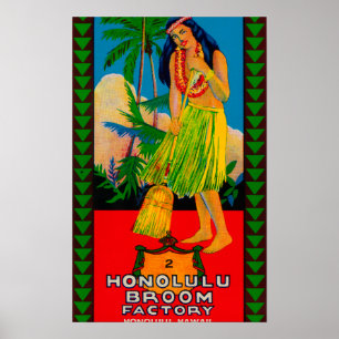 Honolulu Broom Handle LabelHonolulu, HI Poster