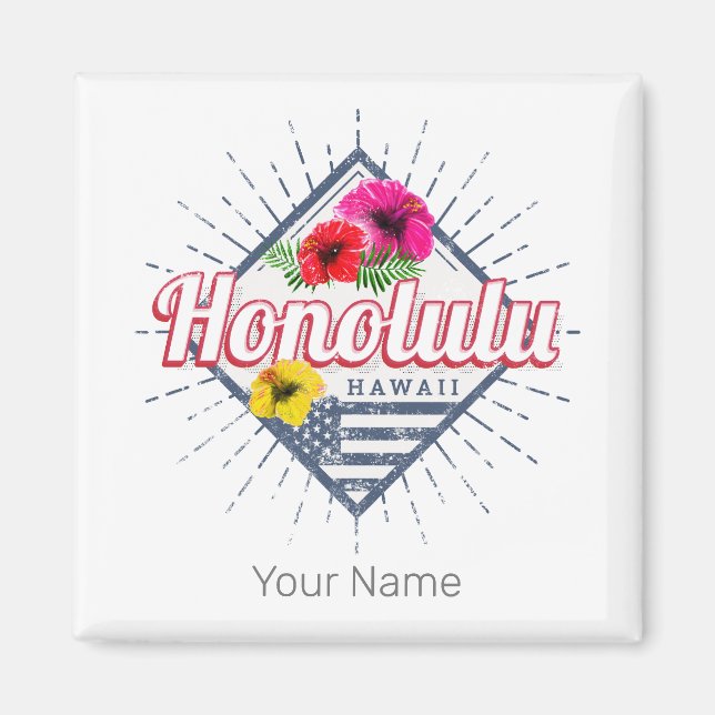 Honolulu City Hawaii United Stater Vintage USA Magnet (Framsidan)