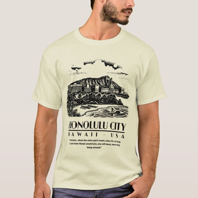 Honolulu City Hawaii USA T Shirt (Framsida)