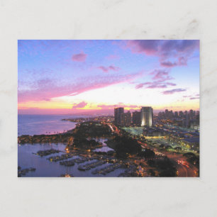 Honolulu cityscape Hawaii sunset Vykort