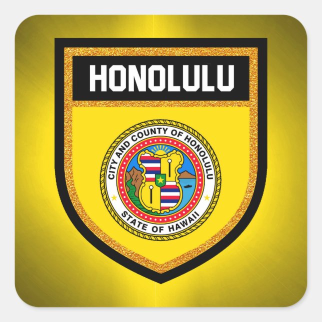 Honolulu Flagga Fyrkantigt Klistermärke (Framsida)