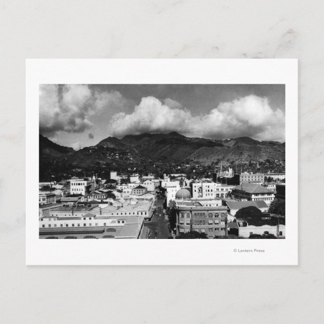 Honolulu, HA - City View från Aloha Torn Vykort (Framsida)