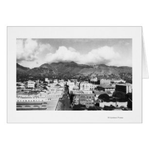Honolulu, Hawaii City View från Aloha Torn Hälsningskort