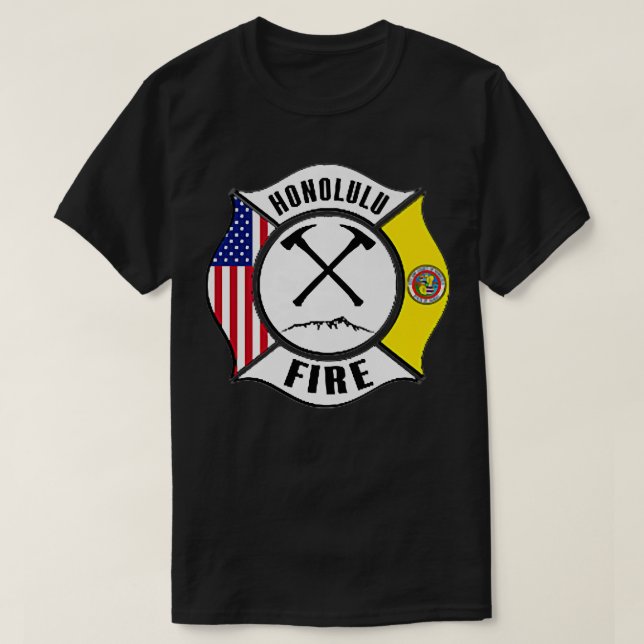 Honolulu Hawaii Fire Department Firefighters Rescu T Shirt (Design framsida)