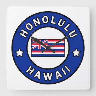 Honolulu Hawaii Fyrkantig Klocka
