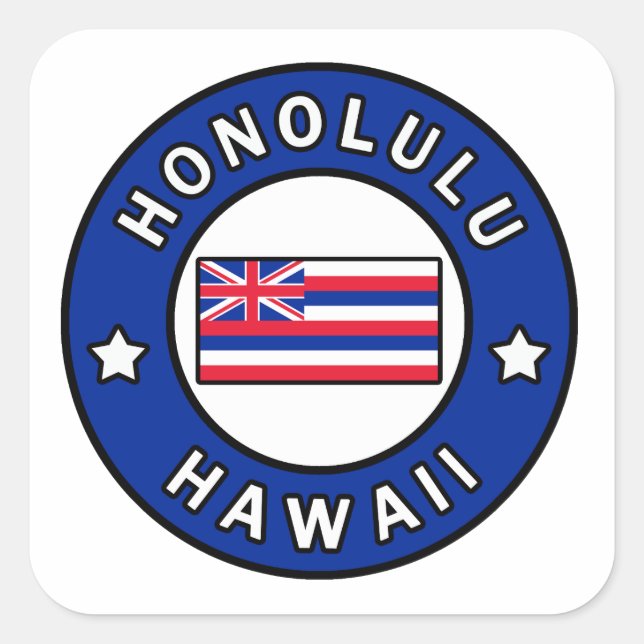 Honolulu Hawaii Fyrkantigt Klistermärke (Framsida)