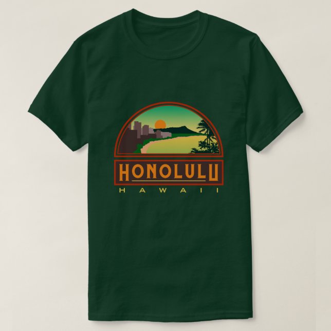 Honolulu Hawaii Grönt T-Shirt (Design framsida)