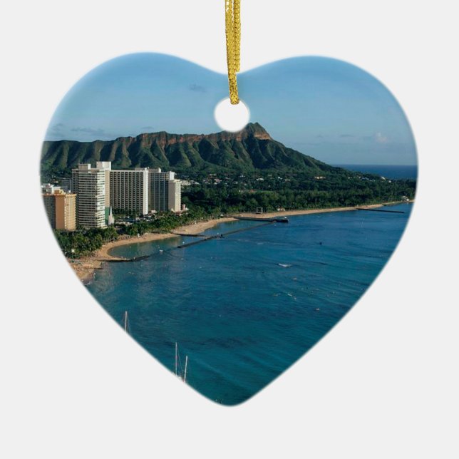 Honolulu Hawaii Julgransprydnad Keramik (Framsidan)