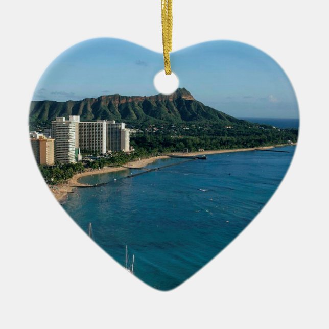 Honolulu Hawaii Julgransprydnad Keramik (Framsidan)