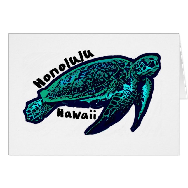 Honolulu Hawaii-kort för konstsköldpaddor Hälsningskort (Framsidan Horizontal)