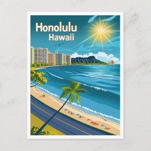 Honolulu Hawaii - Kustvyn Vintage resor Vykort