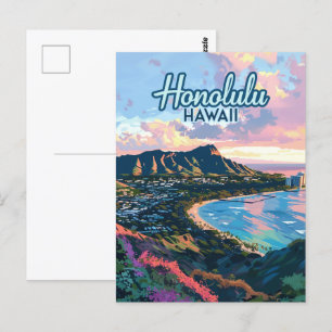 Honolulu Hawaii Oahu Waikiki Beach Diamondhead Vykort